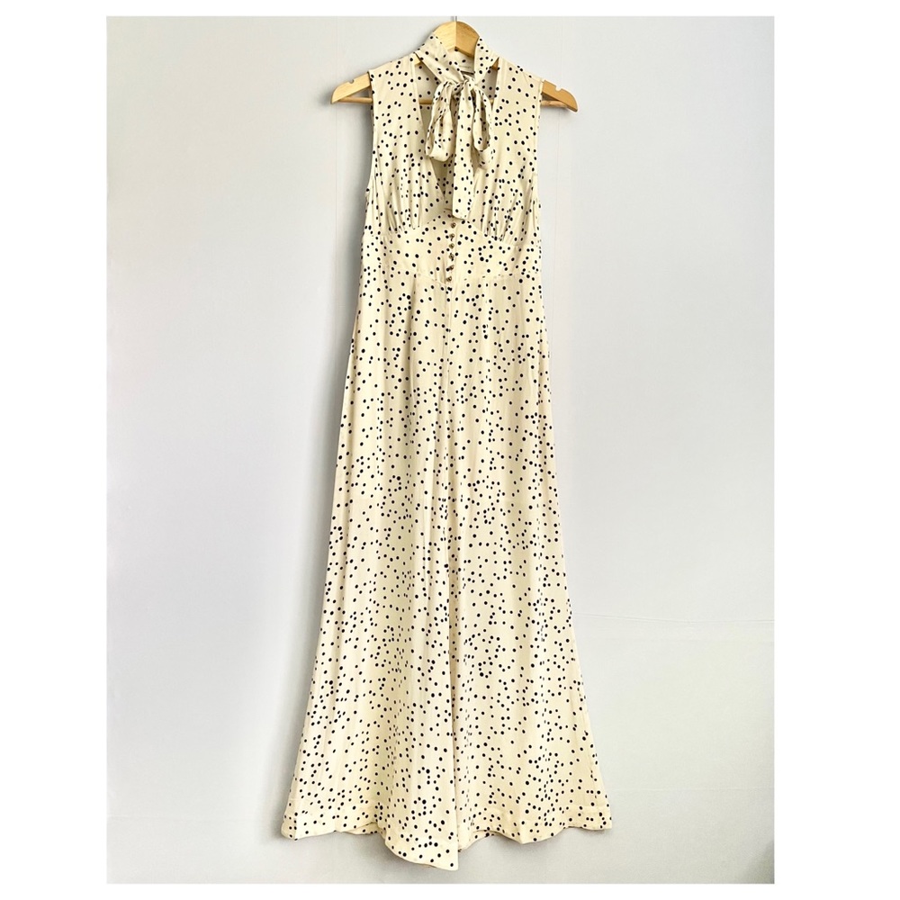 NEW Zimmermann Ivory Polka Dots Pearl Confetti Empire Wide Leg Jumpsuit US 6